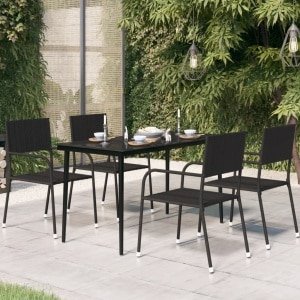 Tuintafel 140x70x74 cm staal en glas zwart