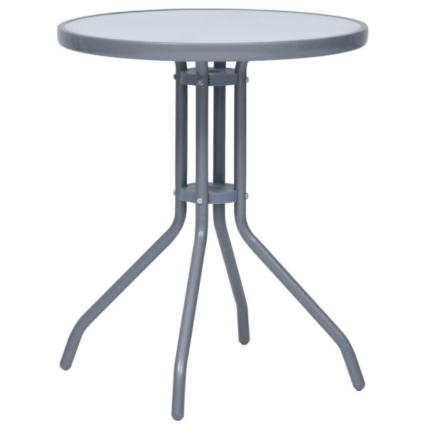 Tuintafel 60 cm staal en glas lichtgrijs