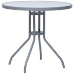 Tuintafel 80 cm staal en glas lichtgrijs