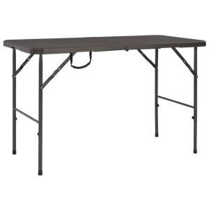 Tuintafel inklapbaar rattan look 120x60x74 cm HDPE bruin