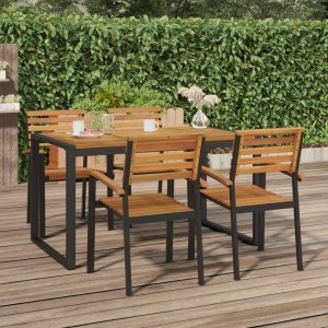 Tuintafel met U-vormige poten 140x80x75 cm massief acaciahout