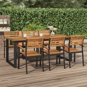 Tuintafel met U-vormige poten 200x90x75 cm massief acaciahout