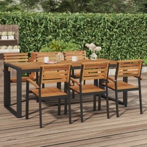 Tuintafel met U-vormige poten 200x90x75 cm massief acaciahout