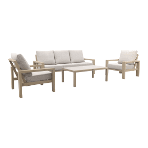 Verano/Atlanta stoel-bank loungeset (4-delig) - Latte