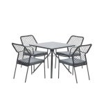 4-persoons tuinset - 4 Dido stoelen zwart - Rimini tafel
