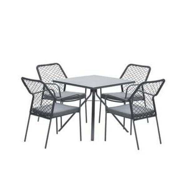 4-persoons tuinset - 4 Dido stoelen zwart - Rimini tafel