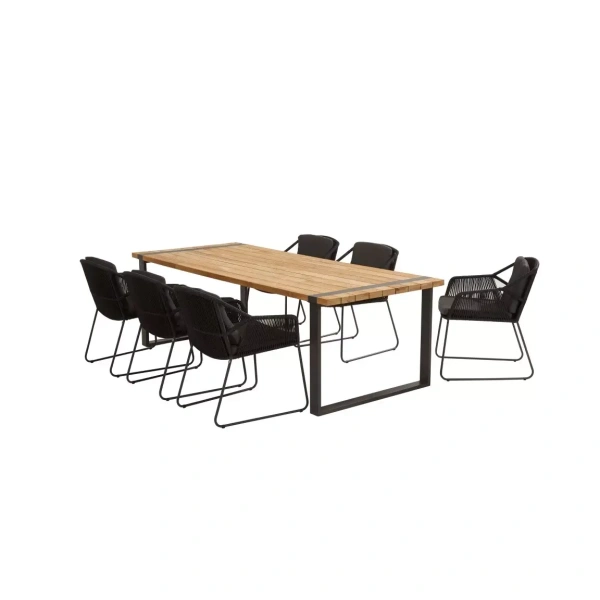 Accor tuinset antraciet met teak Alto tafel met alu poten | 4 Seasons Outdoor