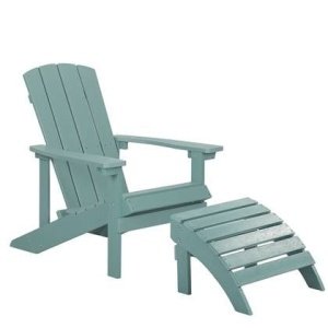 Beliani-ADIRONDACK -Tuinstoel met voetenbank-Turquoise-Kunsthout