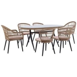 Beliani - ALIANO - Tuinset 6 personen - Natuurlijk - PE rotan