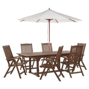 Beliani-AMANTEA-Tuinset voor 6-Donkere houtkleur|Beige-Acaciahout