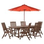 Beliani-AMANTEA-Tuinset voor 6-Donkere houtkleur|Rood-Acaciahout