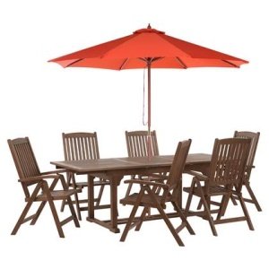 Beliani-AMANTEA-Tuinset voor 6-Donkere houtkleur|Rood-Acaciahout