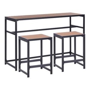 Beliani - AVETRANA - Tuinset 2-zits - Zwart|Lichthout - Staal