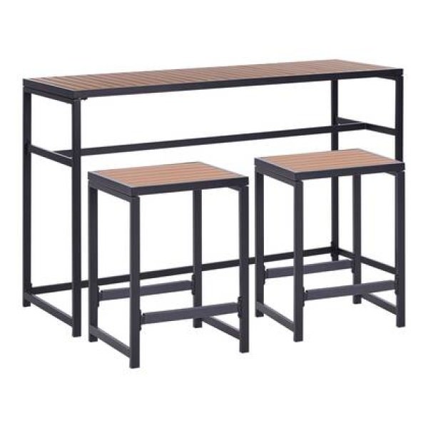 Beliani - AVETRANA - Tuinset 2-zits - Zwart|Lichthout - Staal