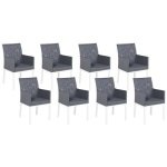 Beliani - BACOLI - Tuinstoel set van 8 - Grijs - Polyester