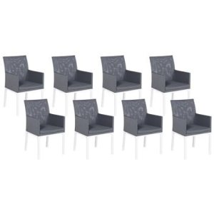 Beliani - BACOLI - Tuinstoel set van 8 - Grijs - Polyester