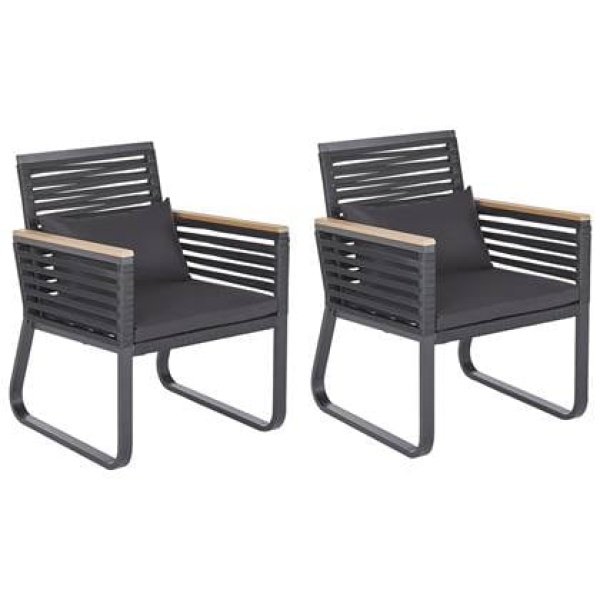 Beliani - CANETTO - Tuinstoel set van 2 - Zwart - Aluminium