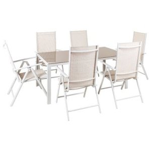 Beliani - CATANIA - Tuinset voor 6 - Beige - Aluminium