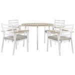 Beliani - CAVOLI - Tuinset voor 4 - Wit|Beige - Aluminium