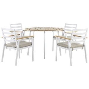 Beliani - CAVOLI - Tuinset voor 4 - Wit|Beige - Aluminium