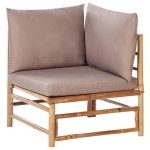 Beliani - CERRETO - Hoekmodule tuin - Taupe - Bamboe