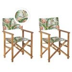 Beliani-CINE -Tuinstoel set van 2-Groen|Hout|Flamingo-Polyester