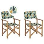 Beliani - CINE - Tuinstoel set van 2 - Groen|Wit|Abstract - Polyester