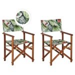 Beliani - CINE - Tuinstoel set van 2 - Groen|Wit|Toekan - Polyester