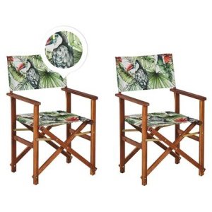Beliani - CINE - Tuinstoel set van 2 - Groen|Wit|Toekan - Polyester