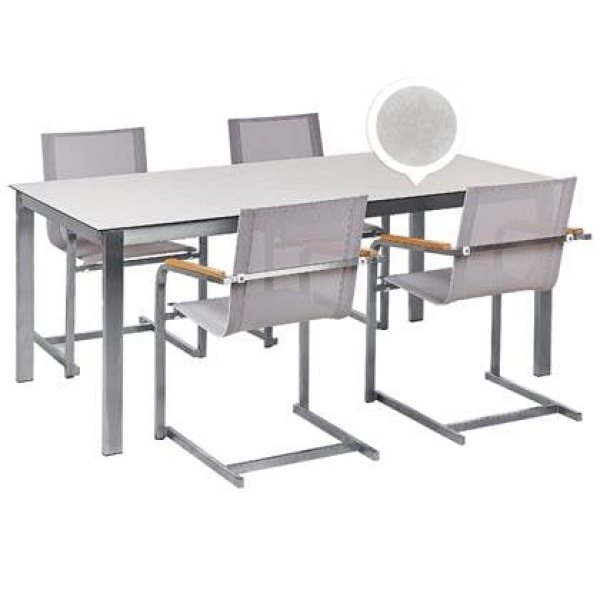 Beliani - COSOLETO - Tuinset 4 persoons - Wit - Graniet|Glas