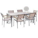 Beliani - COSOLETO|GROSSETO - Tuinset 6 persoons - Wit - Graniet|Glas
