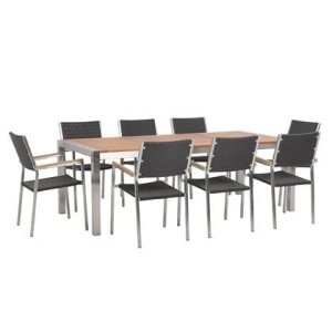 Beliani - GROSSETO - Tuinset voor 8 - Zwart - RVS