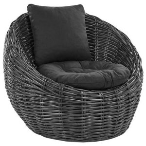 Beliani - LERICI - Tuinstoel - Zwart - Rotan