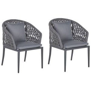 Beliani - LIPARI - Tuinstoel set van 2 - Grijs - Aluminium