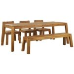 Beliani-LIVORNO -Tuinset voor 6 3 stoelen en bank-Lichthout-Acaciahout