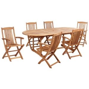 Beliani - MAUI II - Tuinset voor 6 - Lichte houtkleur - Acaciahout