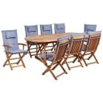 Beliani - MAUI II - Tuinset voor 8 - Lichthout|Blauw - Acaciahout