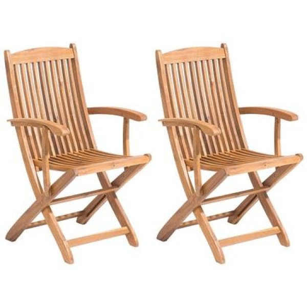 Beliani - MAUI - Tuinstoel set van 2 - Lichte houtkleur - Acaciahout