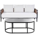 Beliani - MONTEFALCO - Tuinbank 3-zits - Wit - Aluminium