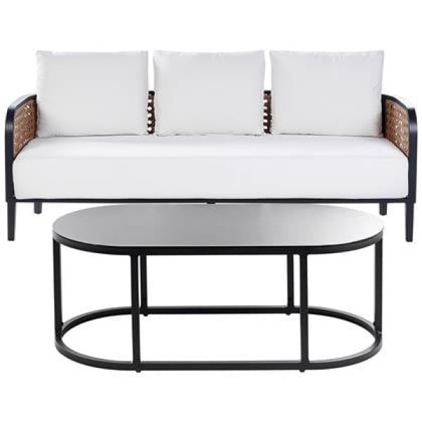 Beliani - MONTEFALCO - Tuinbank 3-zits - Wit - Aluminium