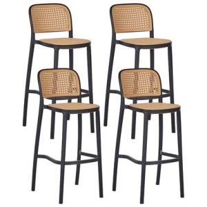 Beliani - PLOSE - Barkruk set van 4 - Beige|Zwart - Kunststof