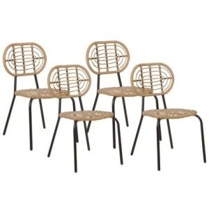 Beliani - PRATELLO - Tuinstoel set van 4 - Naturel - PE rotan