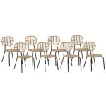Beliani - PRATELLO - Tuinstoel set van 8 - Naturel - PE rotan