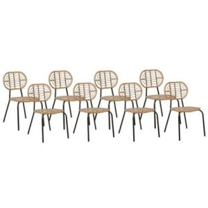 Beliani - PRATELLO - Tuinstoel set van 8 - Naturel - PE rotan