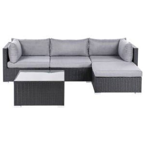Beliani - SANO - Loungeset voor 4 - Zwart - Linkszijdig - PE rotan