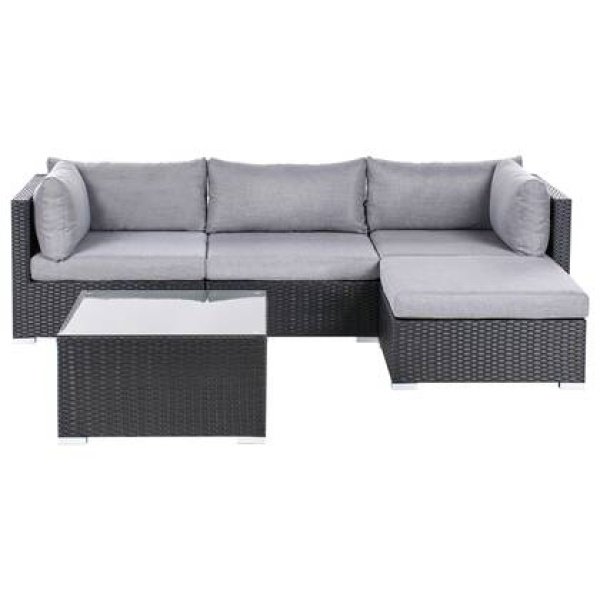 Beliani - SANO - Loungeset voor 4 - Zwart - Linkszijdig - PE rotan