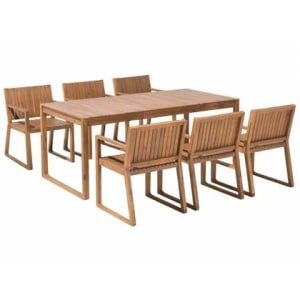 Beliani - SASSARI - Tuinset voor 6 - Lichte houtkleur - Acaciahout