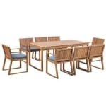 Beliani-SASSARI -Tuinset voor 8-Lichte houtkleur|Blauw-Acaciahout