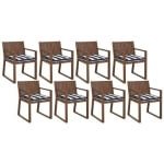 Beliani-SASSARI -Tuinstoel set van 8-Donkerhout|Blauw|Wit-Acaciahout