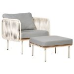 Beliani - SENISE - Tuinstoel met ottomaan - Grijs - Aluminium